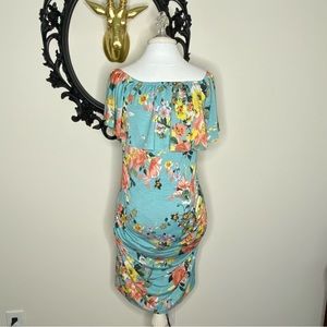 My Bump Luke 2:40 Floral Off the Shoulder Maternity Dress